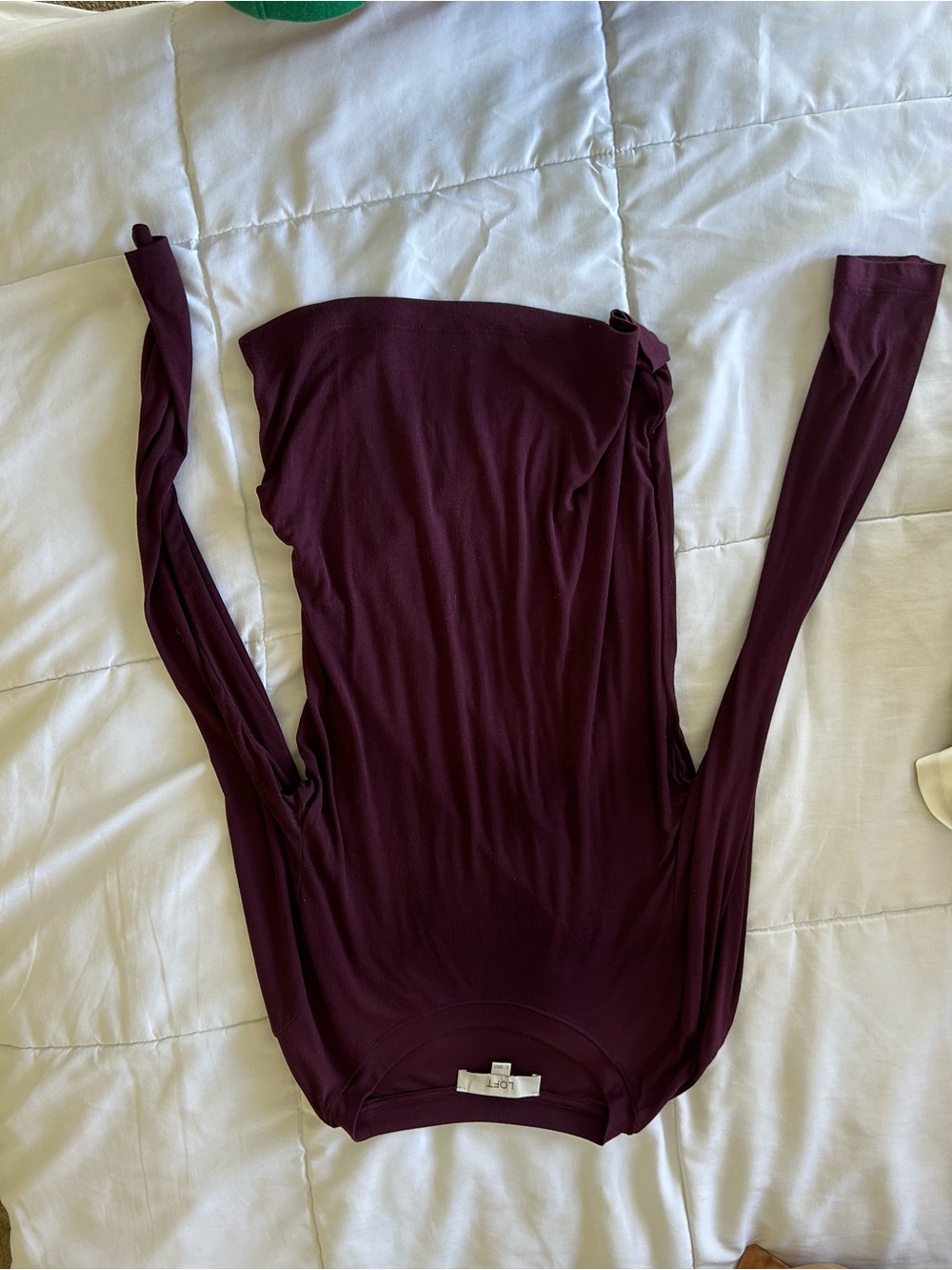 LOFT Long Sleeve cotton Top in Plum
